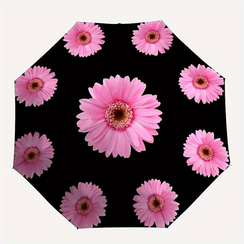 1pc Pink Daisy Automatic Open/Close Umbrella, Portable Folding umbrella for Everyday Use y250826021
