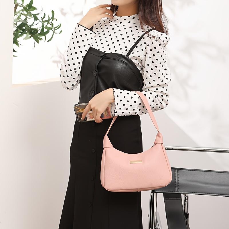 Girl's Fashion Underarm Crossbody Bag Solid Color Comfortable PU Leather Delicate And Small Hardware Decoration Durable And Exquisite Sling Bag