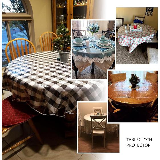 Clear Round Tablecloth 60 inch Waterproof Table Protector Durable Crystal Clear Vinyl Clear Table Cover Round Dining Tablecloth for Protection of