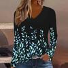 Plus size European and American Fashion 2025 Women's Elegant V-neck Long Sleeve T-shirt
