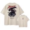 Anime Berserk Guts Acid Tshirt Retro Vintage Yıkanmış Grafik Tişörtler Erkekler Harajuku Pamuklu Rahat Kısa Kollu Tshirt Üstler Unisex