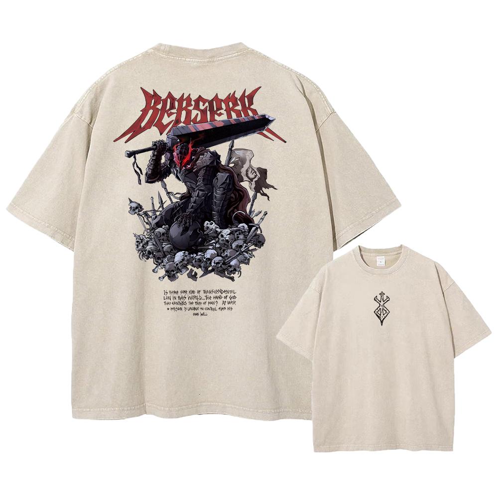

Футболка аниме Berserk Guts Acid в стиле ретро с винтажным принтом, мужская повседневная футболка с коротким рукавом из хлопка Harajuku, унисекс XL