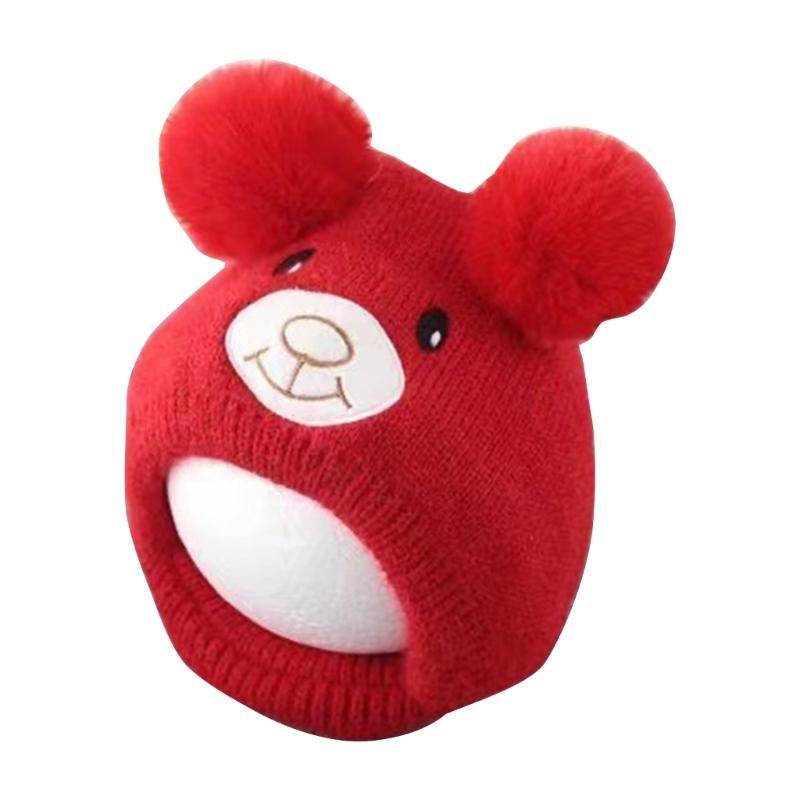 Niedliche Bären Strickmütze für Kleinkinder Jungen Mädchen Warme Beanie Mütze Entzückende Winter Kopfbedeckung Weiche Babymütze Duschgeschenk für Babys