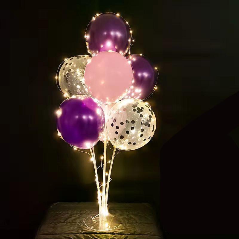 LED-Tüll-Ballon mit Säulenständer, leuchtender transparenter Bobo-Ballon-Ständer, LED-Lichterketten, Hochzeit, Geburtstag, Party-Dekorationen