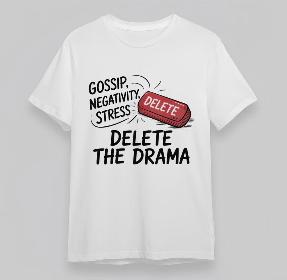 

Women s Oversize T-shirt With Delete Drama Graphic Unisex White 100% Cotton Top 4XL
