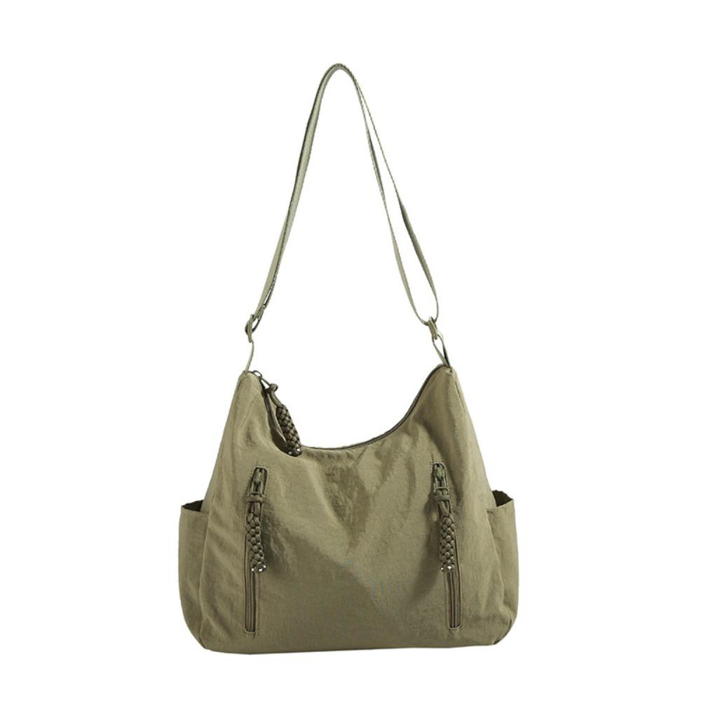 Multi-Pocket Oxford Cloth Crossbody Bag Solid Color Woman Crescent Bag Single Shoulder Bag School