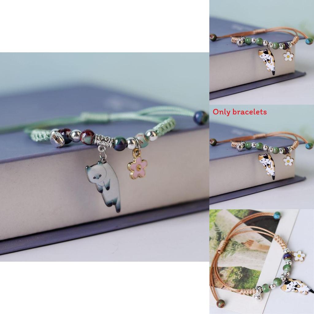 Minimalist Cat Charm Bracelet With Alloy And Woven Cord For Womens Fashion And Gift