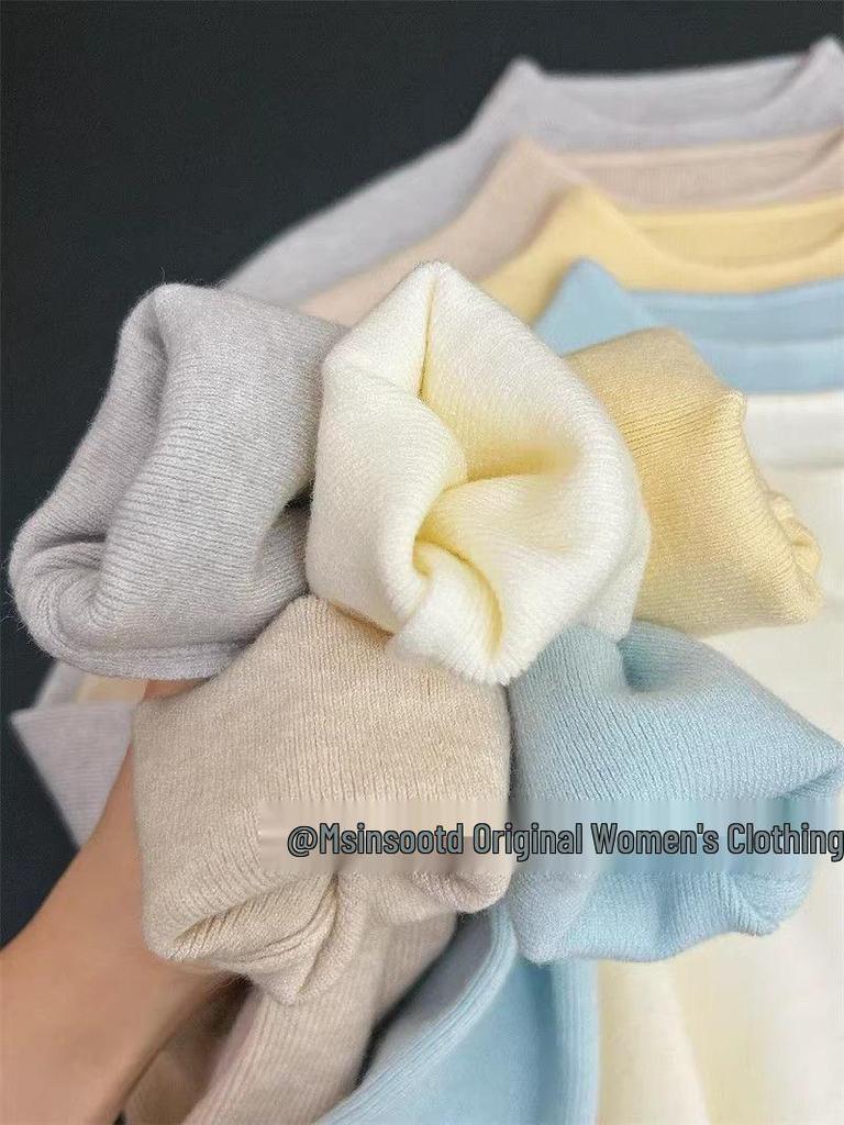 Chic Cream Yellow Slim-Fit Women's Base Layer Sweater for Autumn/Winter
