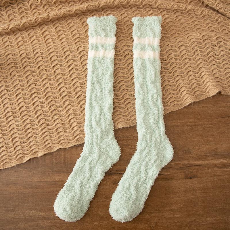 Women's Winter Thick Coral Fleece Calf Socks - Warm Velvet High Tube Floor Sleeping Socks