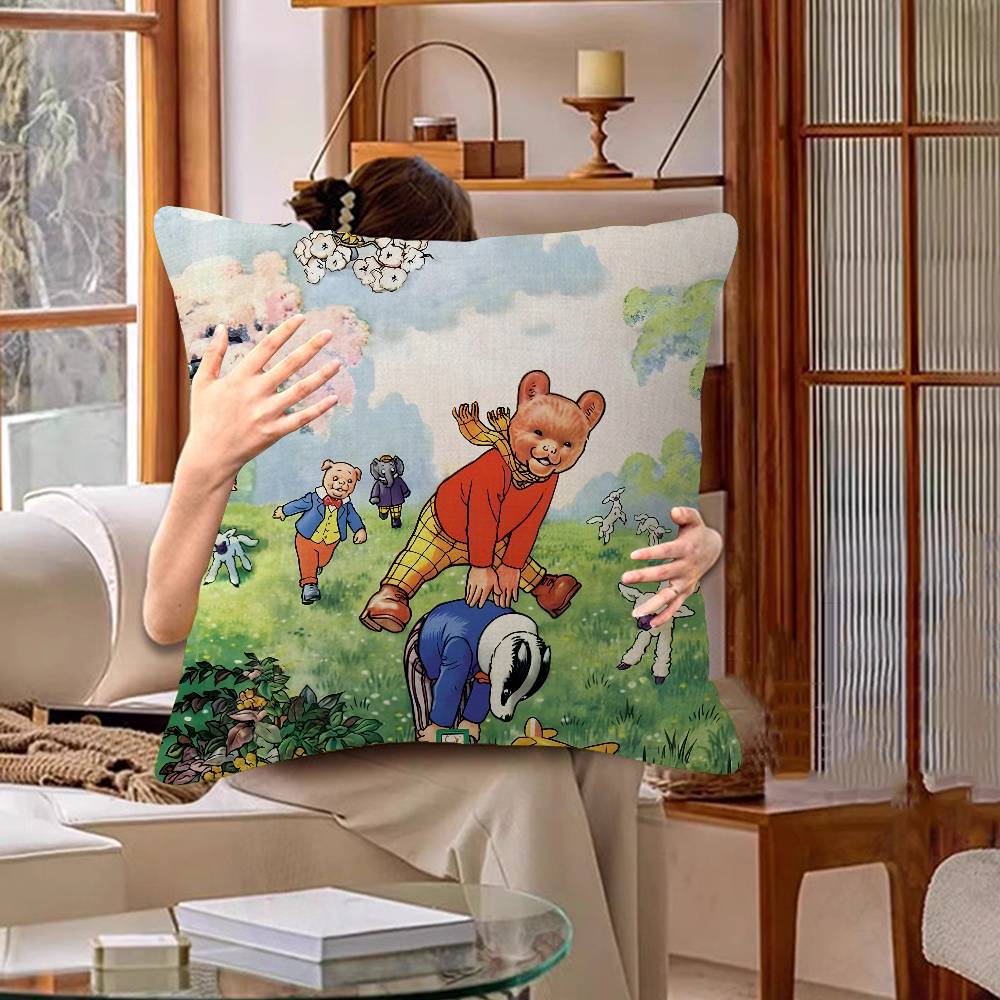 Housse de coussin Anime RRupert Bear Taie d'oreiller Salon Canapé Décoration de maison Personnalisé