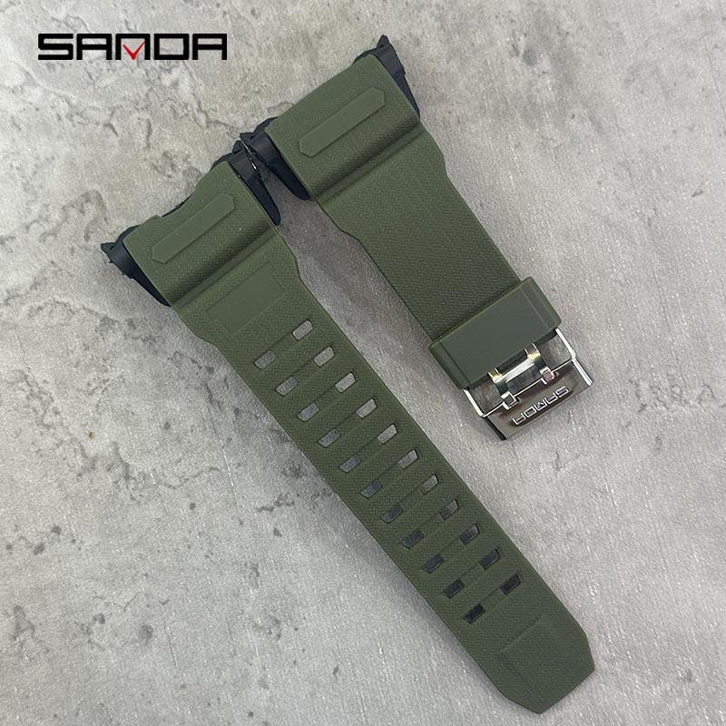 Sanda 739 Черный ТПУ ремешок Студенческие электронные часы Аксессуар