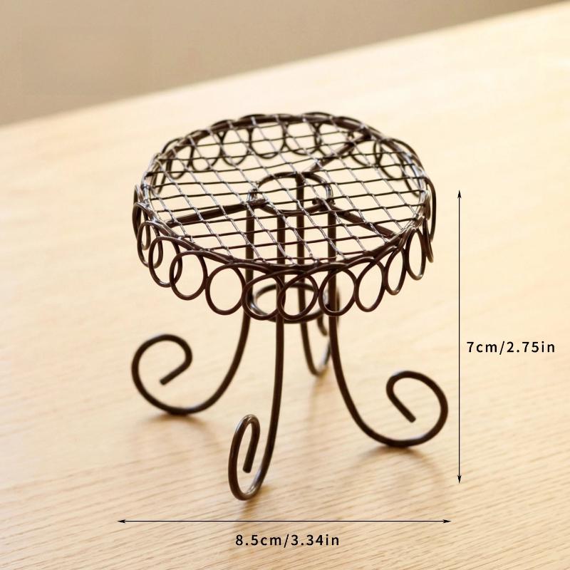 1/3Pcs Dollhouse Garden Display Ornament Prop Accessory Miniature Table Chair Model Tiny Home Decor Iron Furniture
