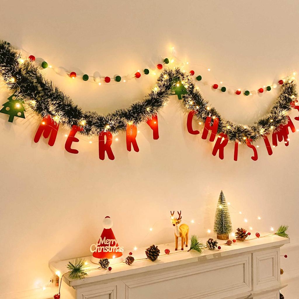 Christmas Tinsel Garland for Tree Ornaments and Wall Decor