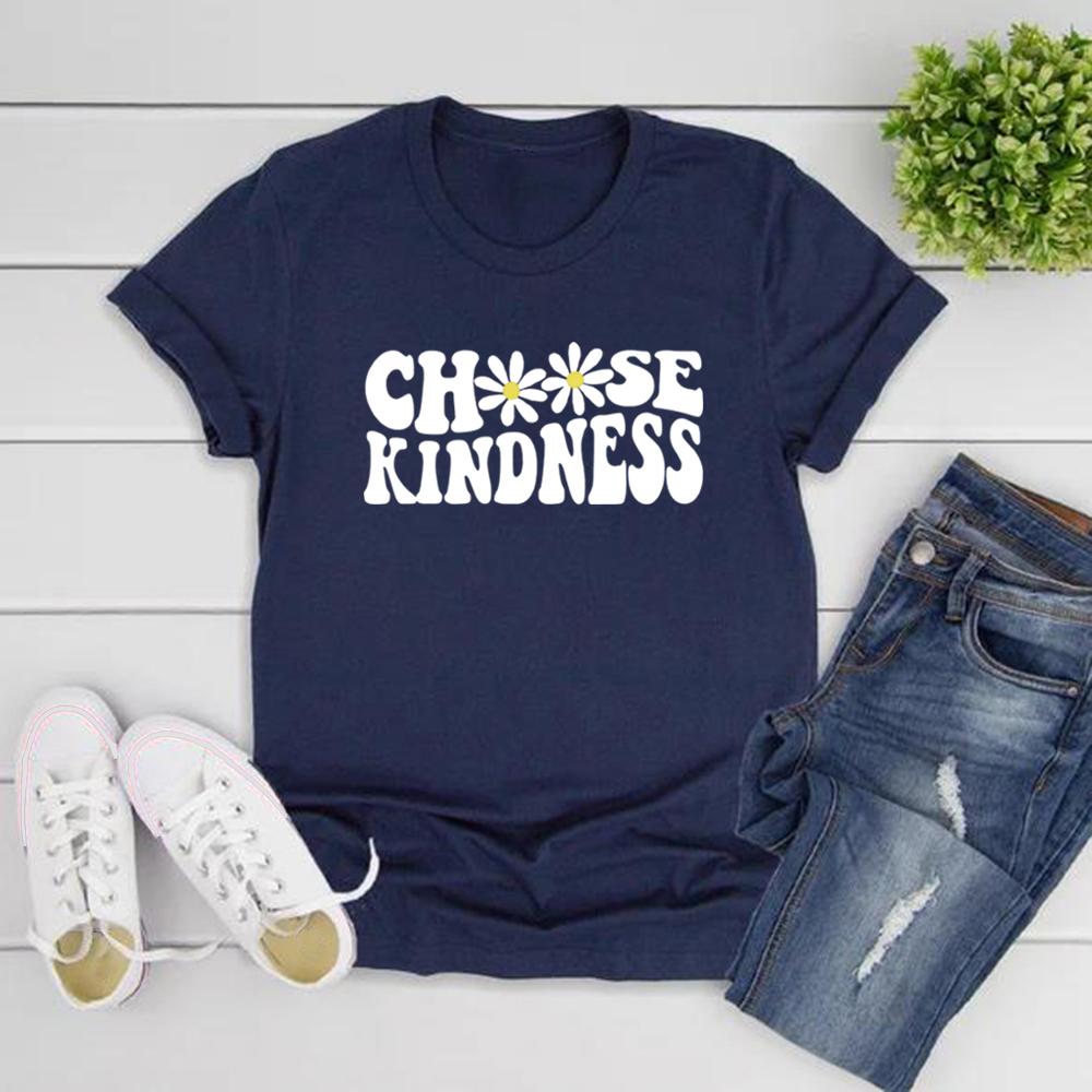 Teacher T-Shirt Choose Kindness Shirt Gift for Teacher Daisy Shirt Back To School Tee Women's Short Sleeve T-shirts Be Kind Tops