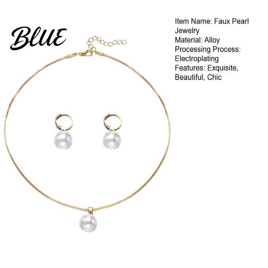 Skin-friendly Faux Pearl Jewelry Set for Women White Non-irritating Skin
