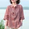Women's Spring and Summer Half Sleeved Thin T-shirt, Mom's Collar Looks Slim, Pullover Shirt