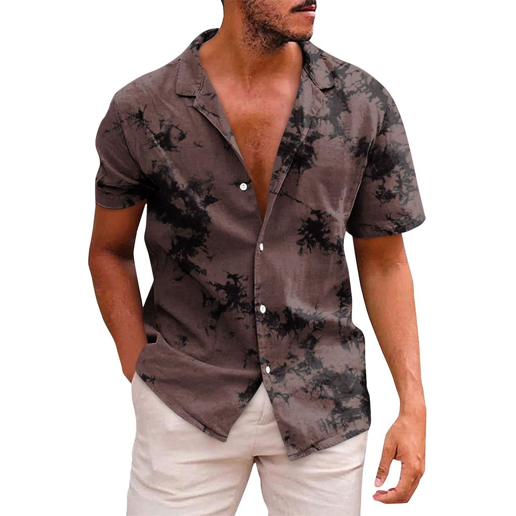 Men's Hawaiian Printed Button Short Sleeve Shirts Men's Casual Fashion Short Sleeve Shirts