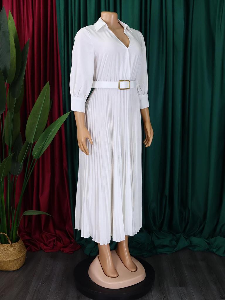 European & American Plus Size Women's Solid Color Dress - Fashionable & Stylish