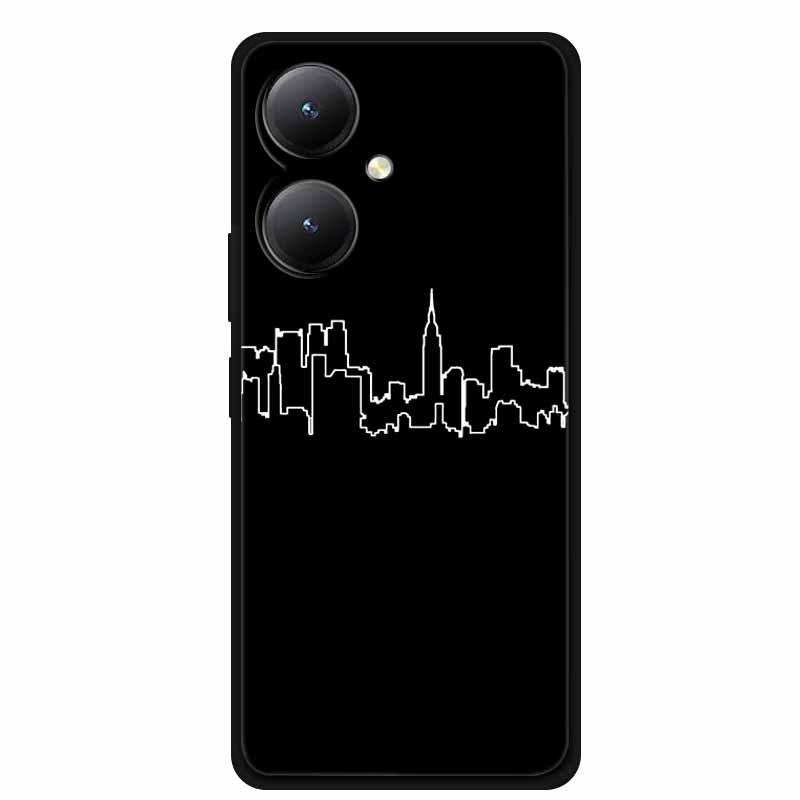 Black TPU Soft Case for Y27 4G, Y35, Y35m+, Y55T 5G Phones - Cross-Line Design