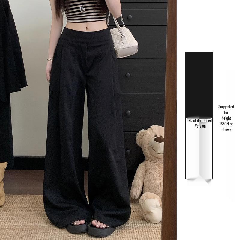 Women's Khaki High-Waisted Casual Wide-Leg Pants - Loose, Slimming, and Lightweight for Summer 2026