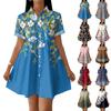 Casual Loose Fit Shirt Dress for Women Button Front Short Sleeve Collared Dress Lightweight Comfortable Summer Dress