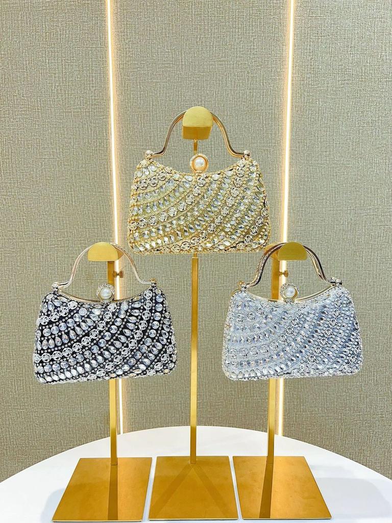 Fashion Evening Clutch Bag With Sparkling Rhinestones For Party And Wedding Events