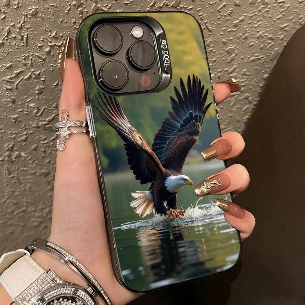 Eagle Cool-l Anima Phone Case For iPhone 17,16,15,14,13,12,11 Plus,Pro Max,XS,Colorful Silver Black Cover