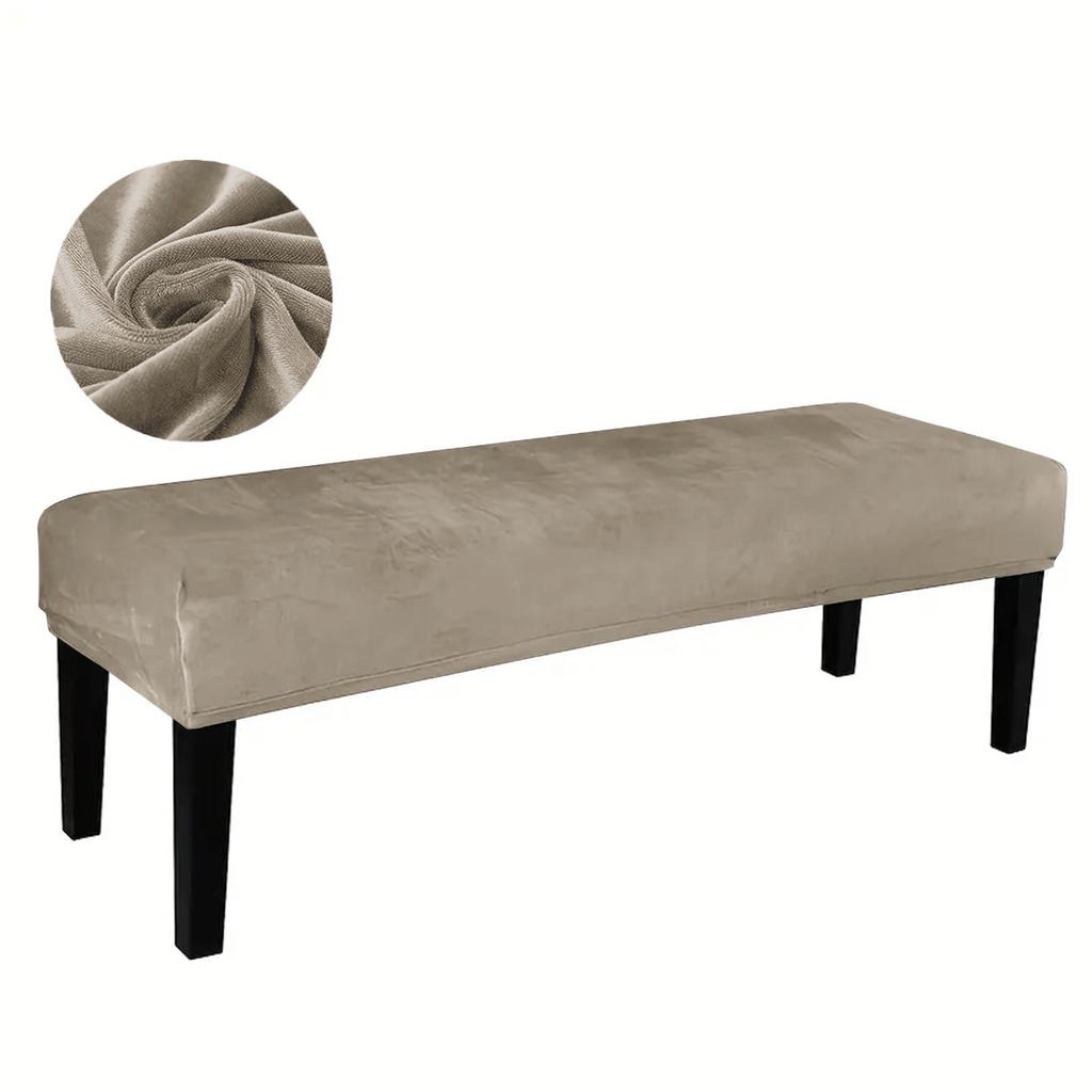 Silver Fox Fleece Bench Cover Elastic All-Inclusive Stool Cover Dust-proof, Bench Chair Cover Piano Seat Cover