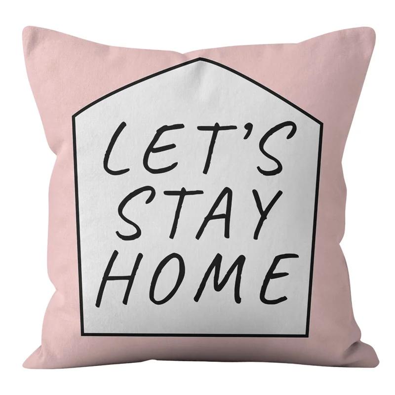 Rosa und schwarze geometrische Buchstaben bedruckte Sofakissenbezug Kissenbezug Heimdekoration Party Auto Bettwäsche