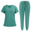 Set da lavoro a maniche corte con scollo a V da donna - Uniforme a due pezzi per il lavoro