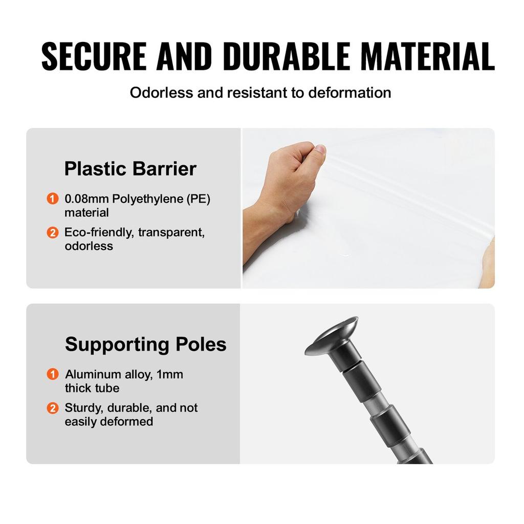 Dust Barrier Poles 12 Ft with 4 Telescoping Poles Dust Barrier System