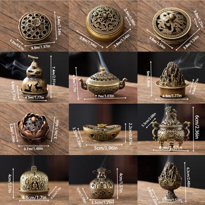 Mini Alloy Hollow Burner Vertical Incense Holder Home Office Desk Decoration Creative Portable  Aromatherapy Burner Gift for Man