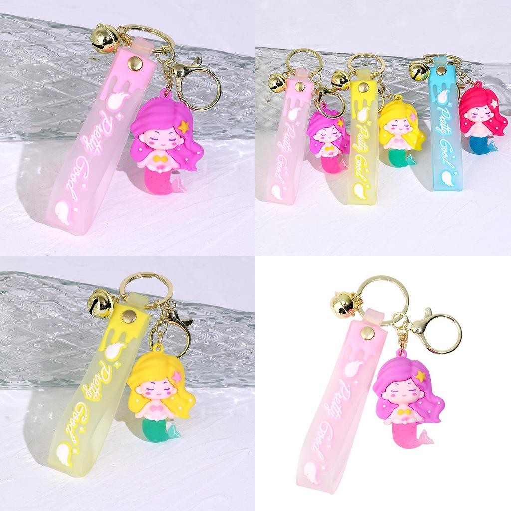 Cute Mermaid Silicone Keychain Pendant For Students And Couples Cartoon Style Red/purple/yellow