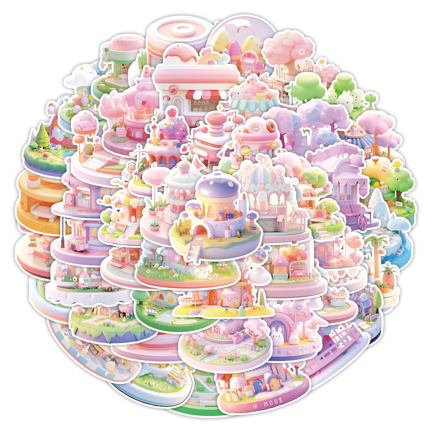 

50 Miniature Scene Graffiti Stickers Car Mobile Phone Skateboard Decoration Stickers Waterproof Creative Travel Box Stickers