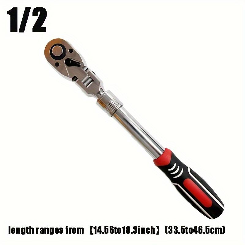 Swivel Head Ratcheting Wrench with Telescoping Handle & Quick Release - Bidirectional Gear for Effortless Auto Repair