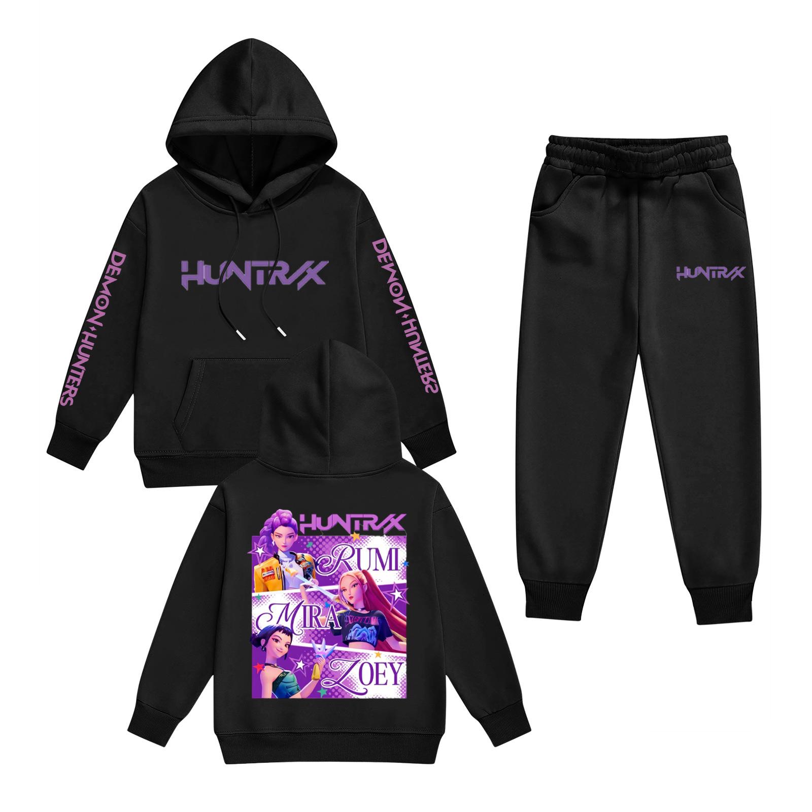 

Детский комплект худи с длинным рукавом, свободный пуловер с принтом букв, на шнурке, с капюшоном 130 чёрный