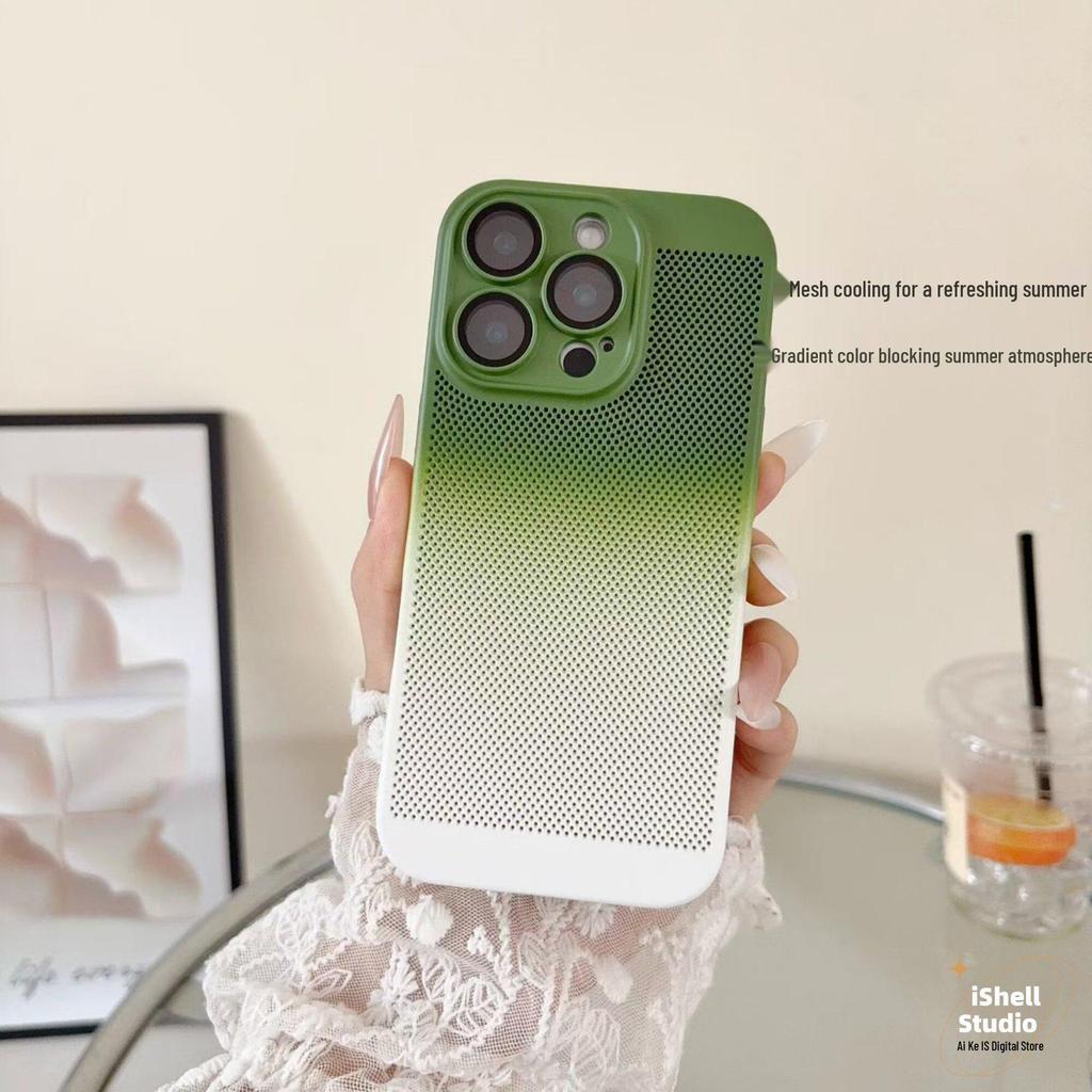 Apple 16 Pro Max Gradient Color Heat Dissipation Phone Case - Full Lens Coverage for iPhone 15/14/13