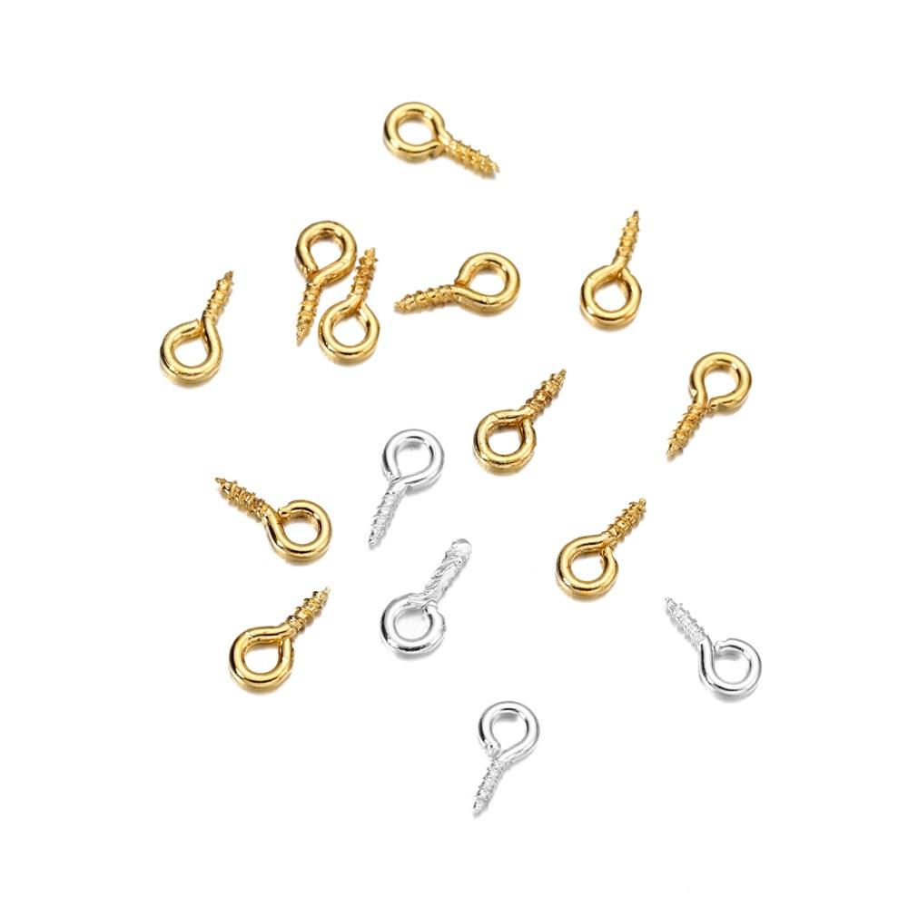 100-200 Stück Kleine Winzige Mini-Ösenhaken Ösen Schraubgewinde Goldene Verschlüsse Haken Schmuckzubehör Zum Basteln DIY