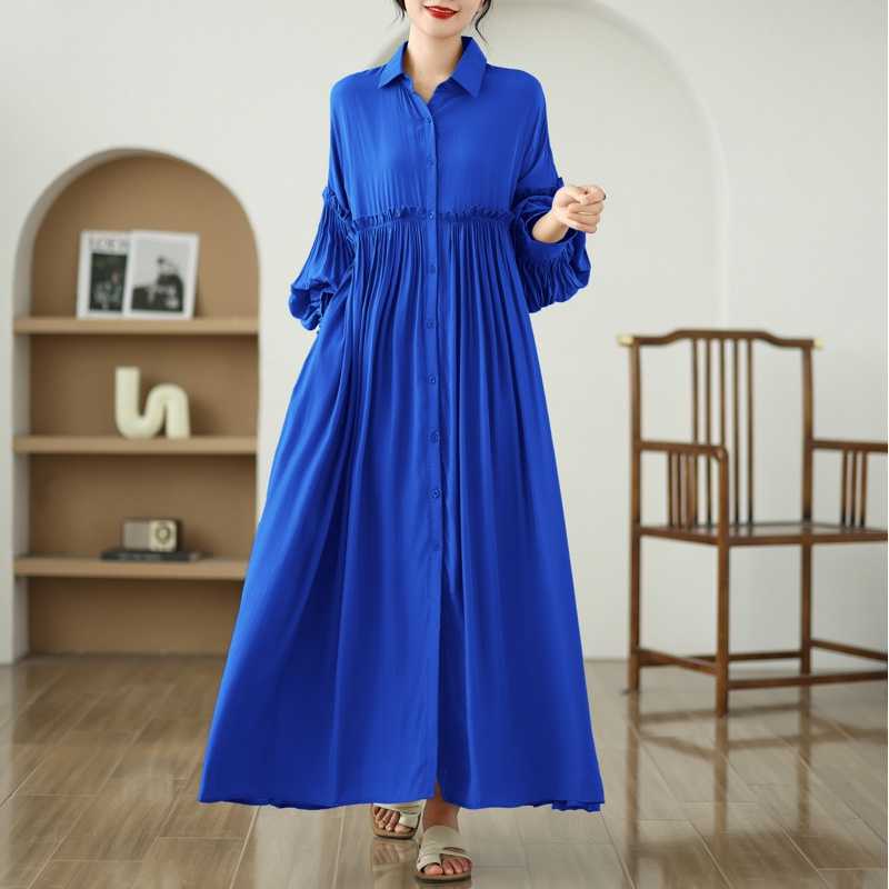 

Свободное длинное платье большого размера One size синий