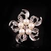 Crystal Pearl 3D Flower Brooch Dual-purpose Ring Design Corsage Pin Long-lasting Color Exquisite Hypoallergenic BFF Gift