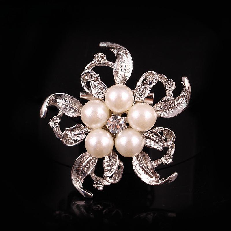Crystal Pearl 3D Flower Brooch Dual-purpose Ring Design Corsage Pin Long-lasting Color Exquisite Hypoallergenic BFF Gift