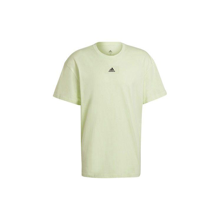 Adidas T Shirts Men's Light Green Crew Neck Moderate Straight Fit HE4366