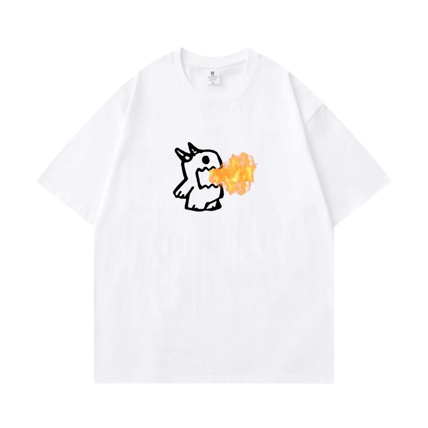 

Cartoon Cute Monster Printed Women T-shirt Summer Trend Ins Student Casual Personality 2025 New Fashion Women Clothing XXXXXL білий