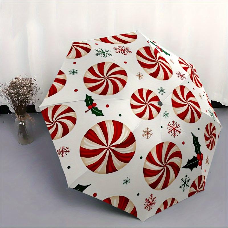 1pc Candy Pattern Automatic Folding Umbrella - Portable Foldable Design with 8 Ribs, Durable Plastic & Iron Frame, Casual Outdoor Accessory