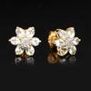 Aquamarine & White Topaz Earrings 925 Silver Gold Plated Stud Earrings