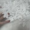 White large flower embroidered organza fabric suitable for wedding dresses formal gowns and designer clothing fabrics
