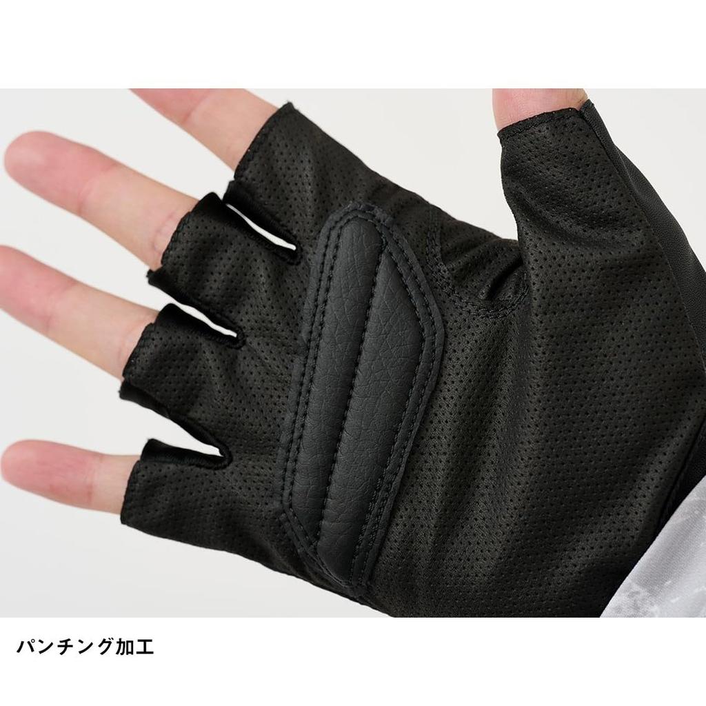 Daiwa Padded UV Protection Gloves, 5-Piece Cut, 25DG-2125, Navy, XL