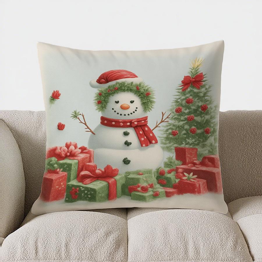 Home Decor Christmas Truck With Gifts Decorative Pillow Pattern Cushion Cover Suitable For Sofa Bedroom Car Pillow Cover