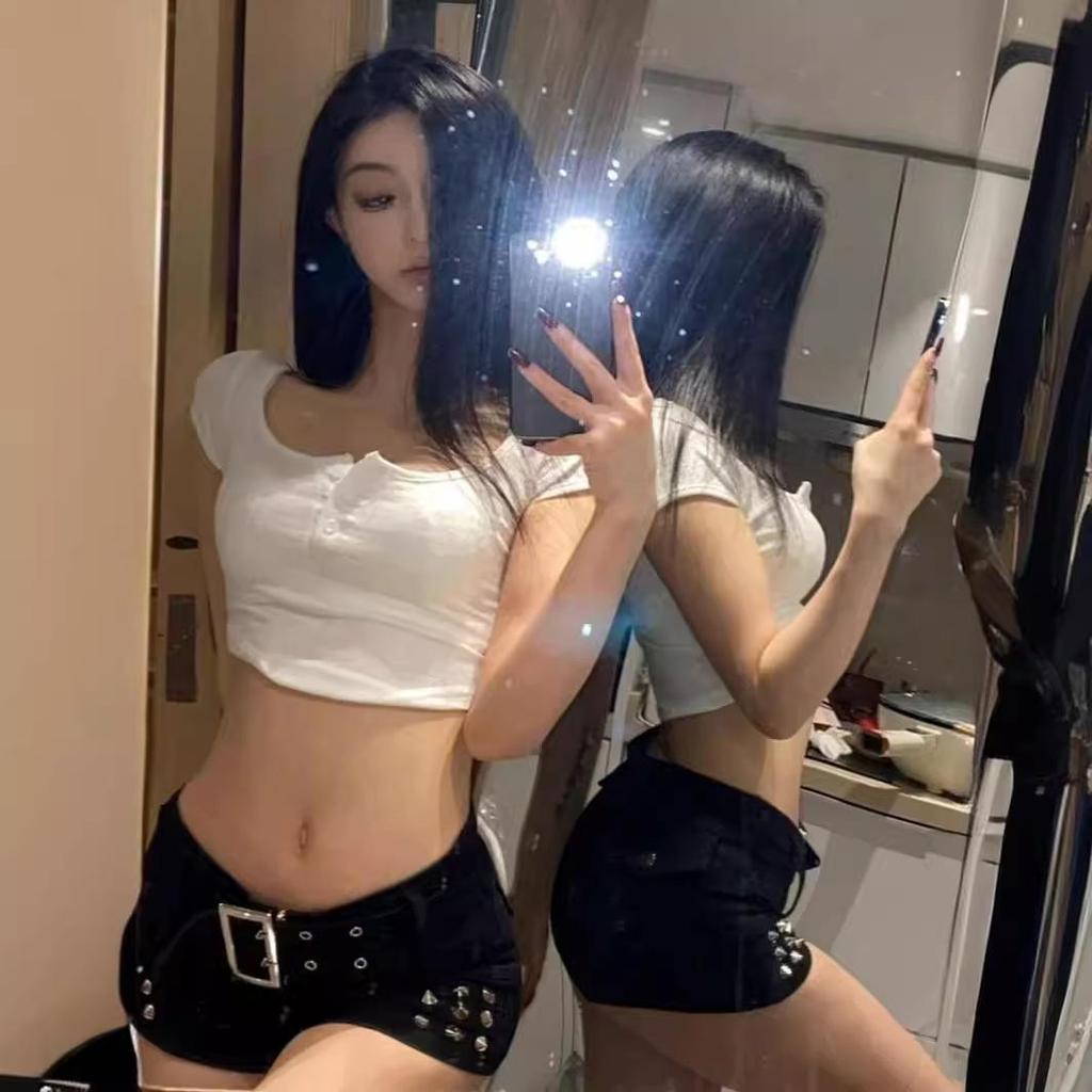 Dámské džínové šortky s nízkým pasem - Přiléhavý střih, Slim horké kalhotky s vysokým pasem na jaro a podzim 2025