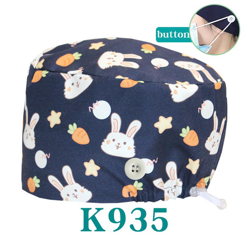 Cartoon Printed Nursing Caps Men Women Medical Hats Adjustable Long Hair Pet Dental Clinic Doctors Scrub Hat